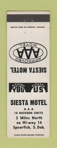 Matchbook Cover - Siesta Motel Spearfish SD