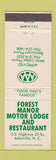 Matchbook Cover - Forest Manor Motor Lodge Asheville NC WEAR