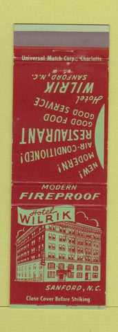 Matchbook Cover - Hotel Wilrik Sanford NC