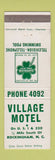 Matchbook Cover - Village Motel Rockingham NC