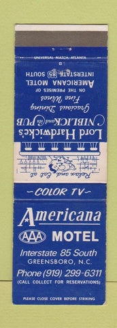 Matchbook Cover - Americana Motel Greensboro NC