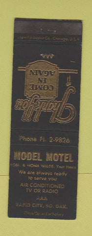 Matchbook Cover - Model Motel Rapid City SD