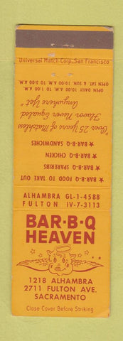 Matchbook Cover - BBQ Heaven Sacramento CA
