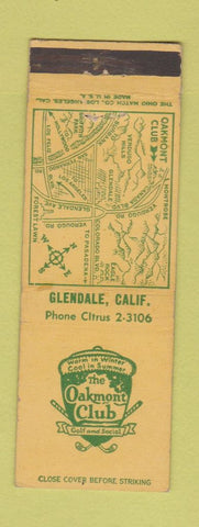Matchbook Cover - Oakmont Golf Club Glendale CA