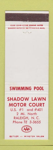 Matchbook Cover - Shadow Lawn Motor Court Raleigh NC
