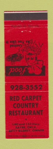 Matchbook Cover - Red Carpet Country Restaurant Sayre OK