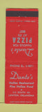 Matchbook Cover - Dante's  Italian Restaurant Lawton OK pizza