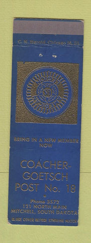 Matchbook Cover - American Legion Post 18 Mitchell SD