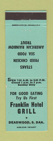 Matchbook Cover - Franklin Hotel Grill Deadwood SD