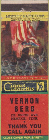 Matchbook Cover - Vernon Berg Memphis TN Cigars