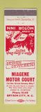 Matchbook Cover - Miagene Motor Court Bryson City N WEAR