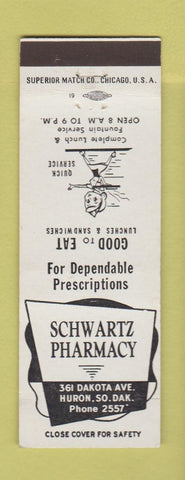 Matchbook Cover - Schwartz Drug Huron SD girlie
