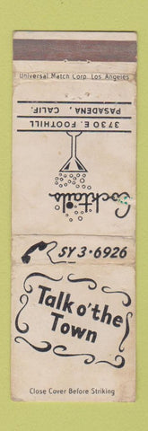 Matchbook Cover - Talk o the Town Pasadena CA WORN