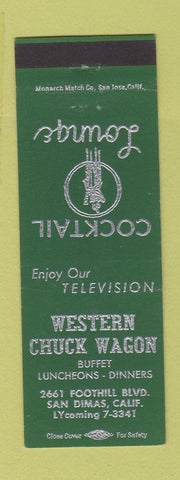 Matchbook Cover - Western Chuck Wagon San Dimas CA girlie GREEN