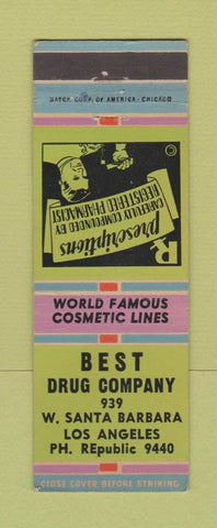 Matchbook Cover - Best Drug Company Los Angeles CA WEAR