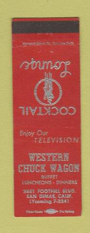 Matchbook Cover - Western Chuck Wagon San Dimas CA girlie RED