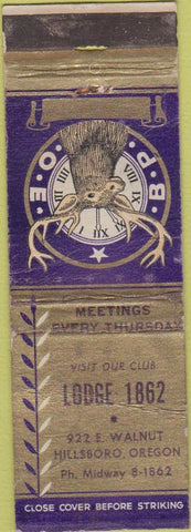 Matchbook Cover - Elks Lodge Hillsboro OR WORN