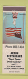 Matchbook Cover - Akron Restaurant Akron PA