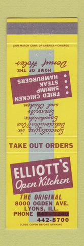 Matchbook Cover - Elliott's Open Kitchen Lyons IL