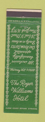 Matchbook Cover - Roger Williams Hotel New York City