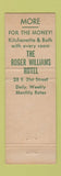Matchbook Cover - Roger Williams Hotel New York City