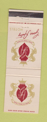 Matchbook Cover - Gene Autry Hotels San Francisco Palm Springs Hollywood CA WEAR