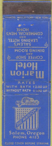Matchbook Cover - Marion Hotel Salem OR Federal long