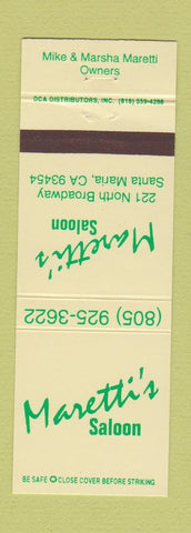 Matchbook Cover - Maretti's Saloon Santa Maria CA