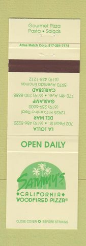 Matchbook Cover - Sammy's Pizza LA Jolla Del Mar Gaslamp Carlsbad CA