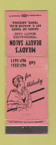 Matchbook Cover - Milady's Beauty Salon girlie Tempe AZ WORN
