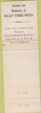 Matchbook Cover - Valley Forge Motel Downingtown PA