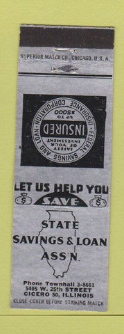 Matchbook Cover - State Savings Loan Cicero IL