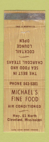 Matchbook Cover - Michael's Fine Food Cleveland MS WEAR