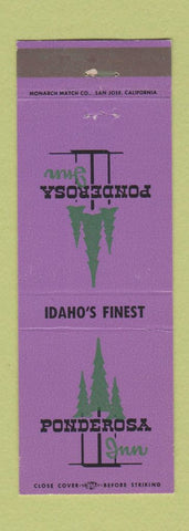 Matchbook Cover - Ponderosa Inn Burley Idaho Falls ID
