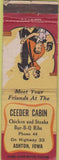 Matchbook Cover - Ceedar Cabin Ashton IA BBQ WORN