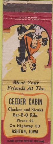 Matchbook Cover - Ceedar Cabin Ashton IA BBQ WORN