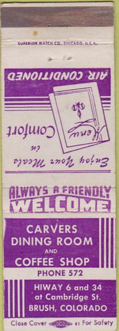 Matchbook Cover - Carvers Dining Room Brush CO WEAR