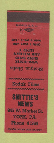 Matchbook Cover - Smittie's News York PA Shotgun Guns Winchester RED