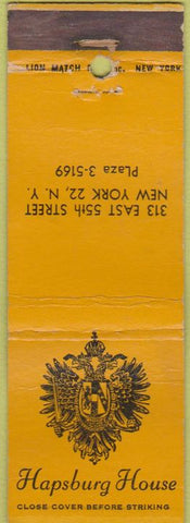 Matchbook Cover - Hapsburgh House New York City