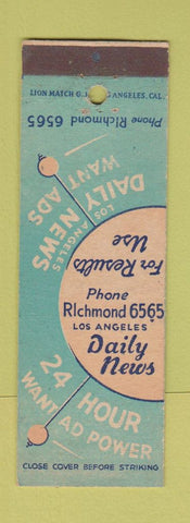 Matchbook Cover - Los Angeles CA Daily News Paper
