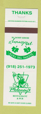 Matchbook Cover - Moloney's Restaurant Pub Broken Arrow OK