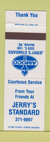 Matchbook Cover - Amoco oil gas Jerry's Standard Norfolk NE