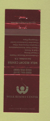 Matchbook Cover - Welk Resort Center Escondido CA