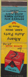 Matchbook Cover - Albany Auto Parks OR  Piston Rings WEAR