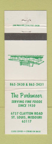Matchbook Cover - The Parkmoor Restaurant St Louis MO #1 WHITE