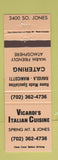 Matchbook Cover - Vicardi's Italian Restaurant Las Vegas NV