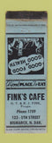 Matchbook Cover - Fink's Cafe Bismarck ND low phone # WEAR