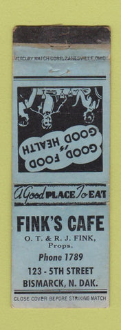Matchbook Cover - Fink's Cafe Bismarck ND low phone # WEAR