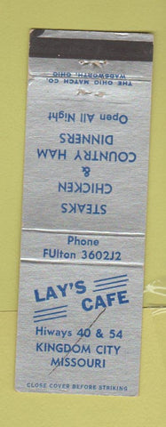 Matchbook Cover - Lay's Cafe Kingdom City MO