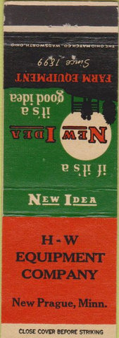 Matchbook Cover - New Idea Tractors New Prague MN